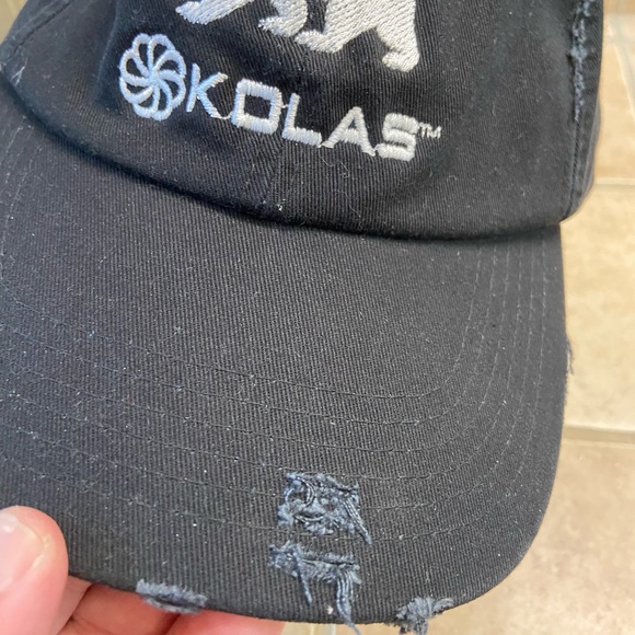 Retro Black KOLAS Distressed Strap-back Dispensary Baseball Hat CA Bear OS 420 - Picture 5 of 10